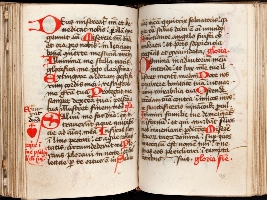 Rankraščio „Psalterium Marie“ tekstas su iliuminacijomis. XIV a.